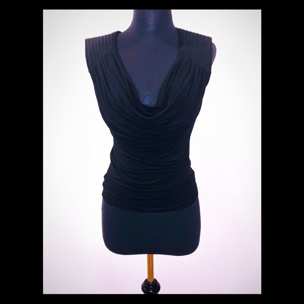 Classy BeBe Black Cowl Neck Sleeveless Top